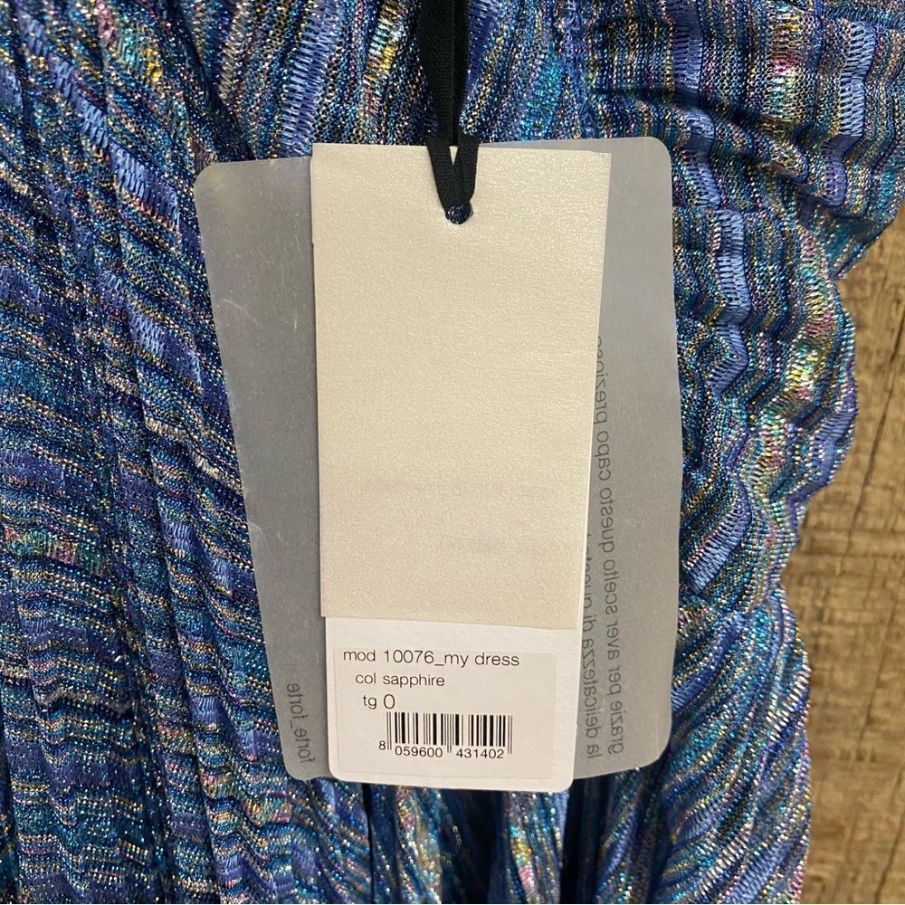 Forte Forte pleated empire-line dress Blue Maxi metallic Italy NWT $960 0 - Picture 6 of 15